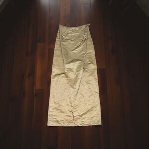 NWT Vintage Nelly De Grab New York Gold Raw Silk Maxi Skirt Pleat Front Size 12